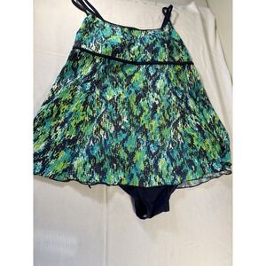 BN Classic One Piece Multicolor Bathing Suit Plus Size 22W Built in Padded Bra